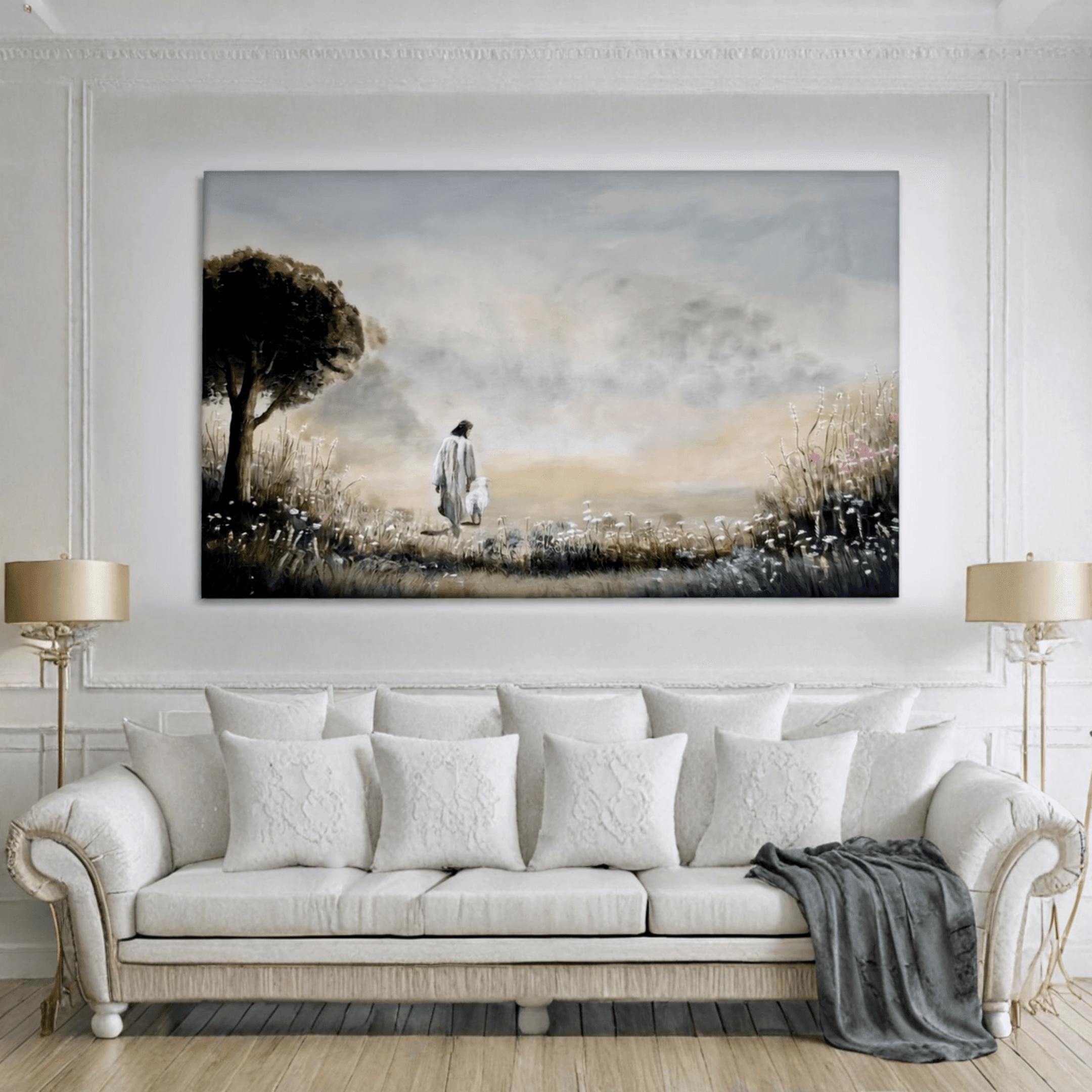 Jesus with Sheep - Canvas Print Horizontal