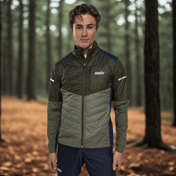 Swix Men’s Insulated Performance Jacket – Olive Green / Navy (Men’s) - Medium