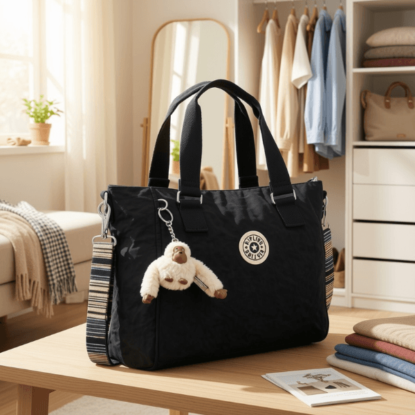 Kipling Lightweight Handbag - Black and White